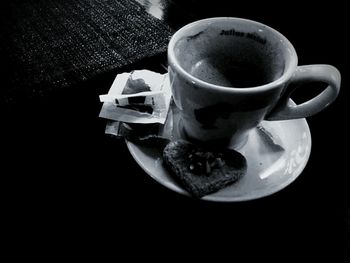 Close-up of coffee cup on table