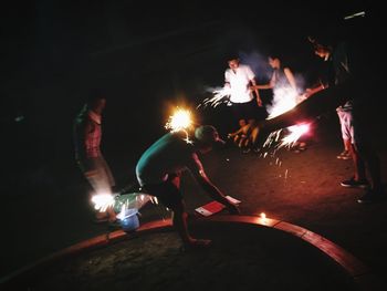 Blurred motion of people at night