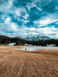 Scenic view of lake against sky