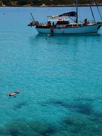 People swimming in sea