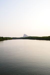 Scenic view of sea against clear sky