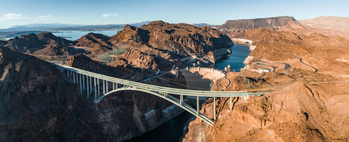 Aerial view of the hoover dam in united states.