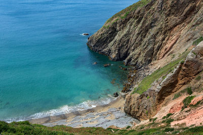 High angle view of beach against sky