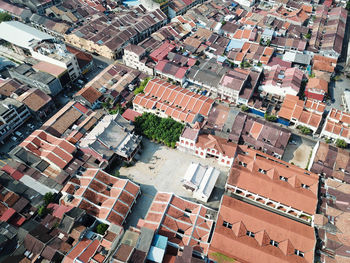 High angle view of buildings in city