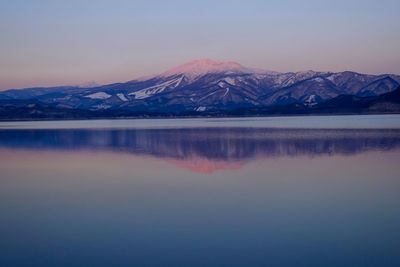 Twilight of takizawa lake  in the winter