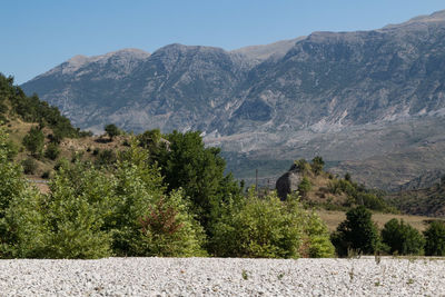 Scenic view of mountains against clear sky