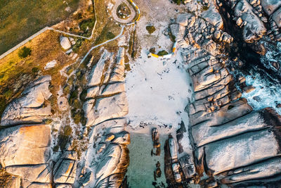 High angle view of rocky land