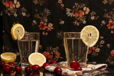 Close-up of fruits on table