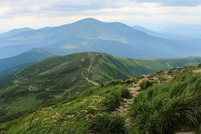 Scenic view of mountains against sky