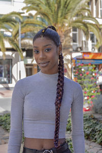 Beautiful young african girl with an elaborate braid.