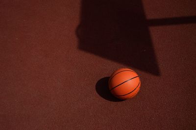 High angle view of basketball at court