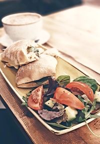 High angle view of food on table