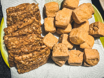 High angle view of bread on table