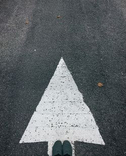 Low section of person standing on road