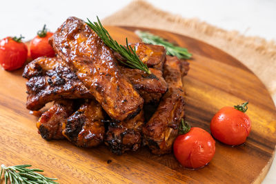 Close-up of food on cutting board