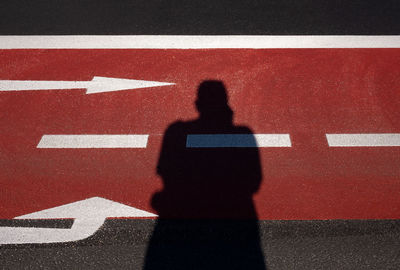 High angle view of man and woman on road