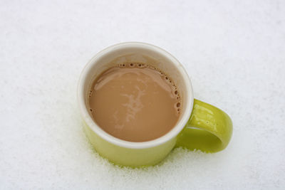 Close-up of coffee on white background