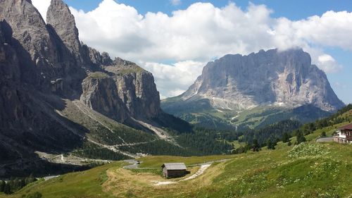 Panoramic view of landscape and mountains against sky