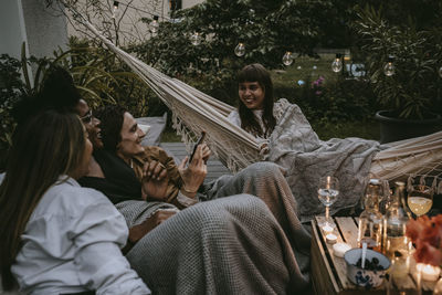 Group of people relaxing outdoors