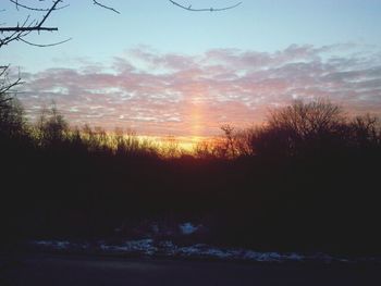 Scenic view of landscape against sky at sunset