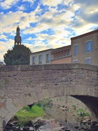 Low angle view of old building against sky