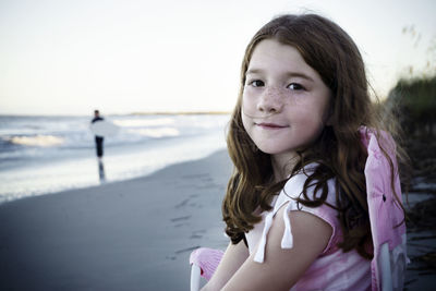 Portrait of cute girl at beach