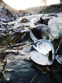 Close-up of water flowing through rocks