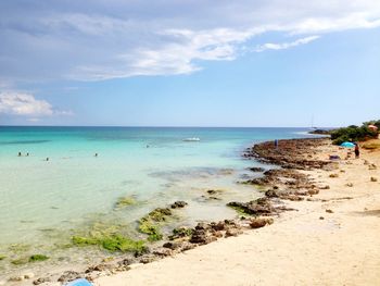 Scenic view of beach against sky