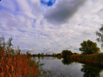 Scenic view of lake against sky