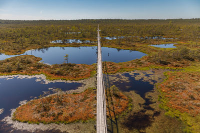 Scenic view of lake against sky during autumn