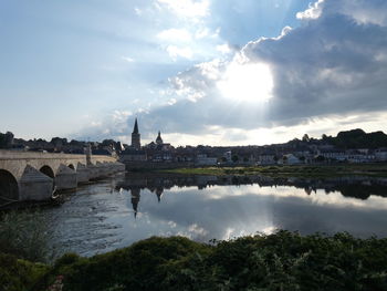 River amidst buildings against sky