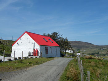 View of road against blue sky