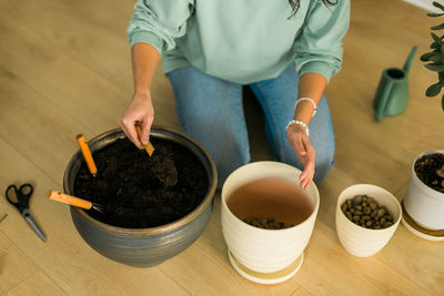 Midsection of man gardening