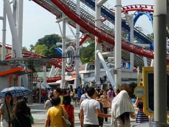 Group of people in amusement park
