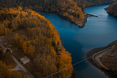 High angle view of river passing through mountain