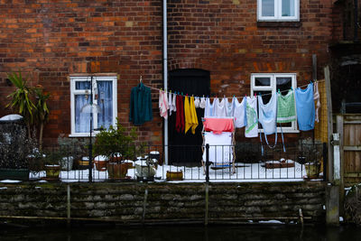 Clothes drying outside building