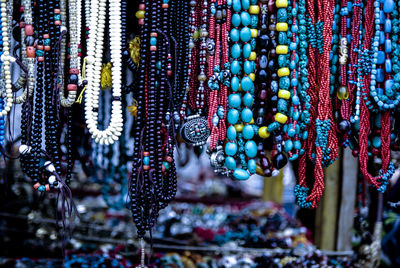 Close -up view of tibetan ornaments and necklaces