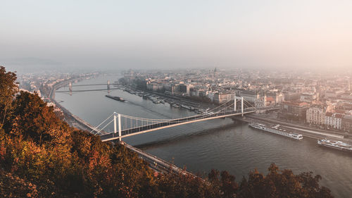 High angle view of bridge over river in city