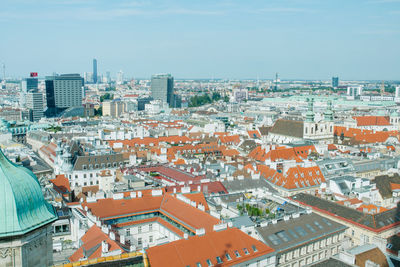 High angle view of townscape against sky