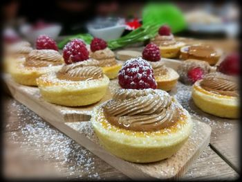 Close-up of cupcakes on plate