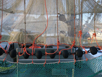 Fishing nets hanging out on a trawler