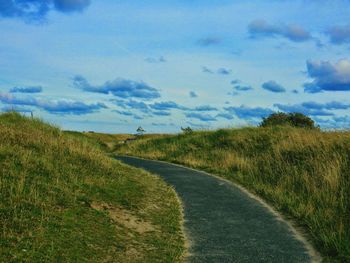 Road passing through field