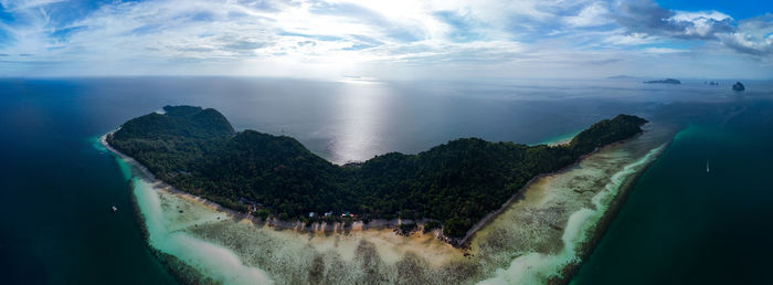 High angle view of sea against sky