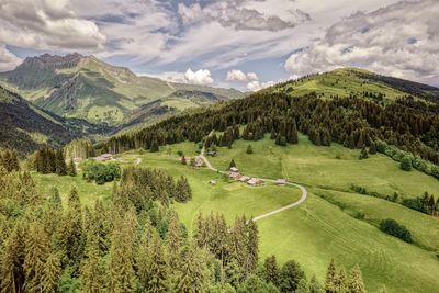 High angle view of landscape against sky