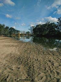 Scenic view of lake against sky