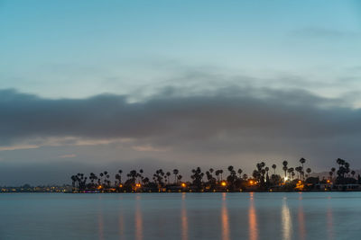 Scenic view of swimming pool against sky during sunset