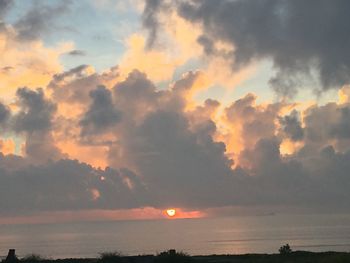 Scenic view of sea against sky at sunset