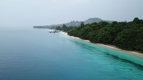 Scenic view of sea against clear sky