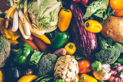 High angle view of vegetables for sale