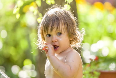 Portrait of shirtless boy